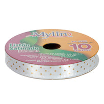 Art.12284 Listón Satín puntos Oro 10mm 10m