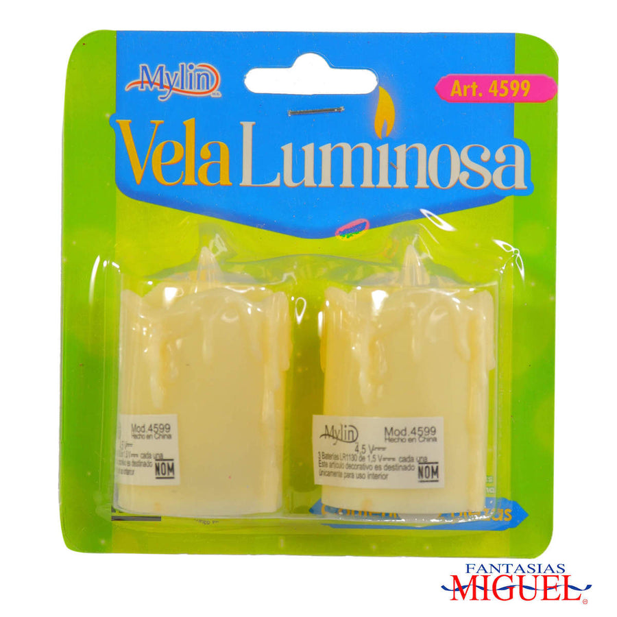 Art.4599 Vela Led (Incluye 3 baterias reemplazables) 5.7x3.5x3.5cm 2pz