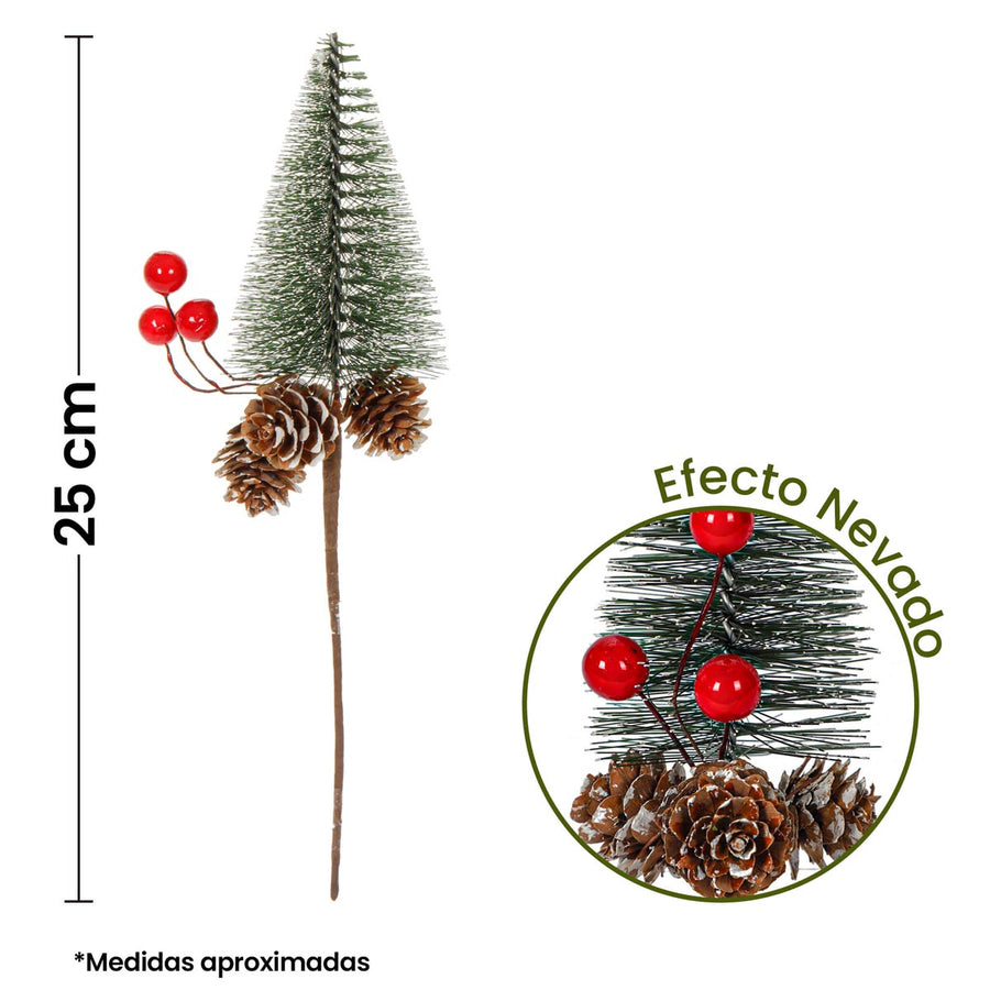 Art.4821 Pick Pino Adornos Piñas/Cerezas 25cm 1pz