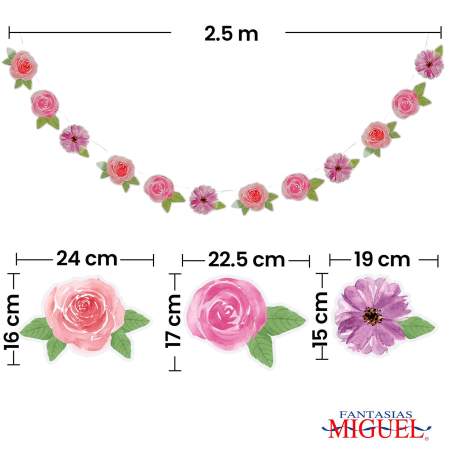 Art.8489 Banderín Flores x12 16cm 3m 1pz