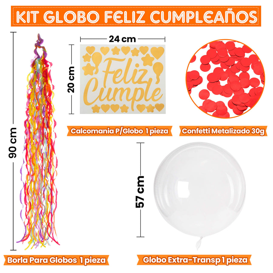 Art.10008 Kit Globo Feliz Cumpleaños 1pz