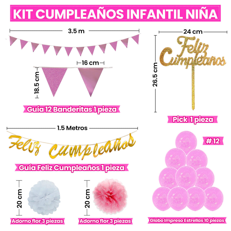 Art.10012 Kit Cumpleaños Niña 1pz
