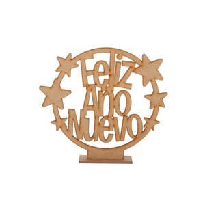 Art.3677 Letrero Happy New Year Con Base