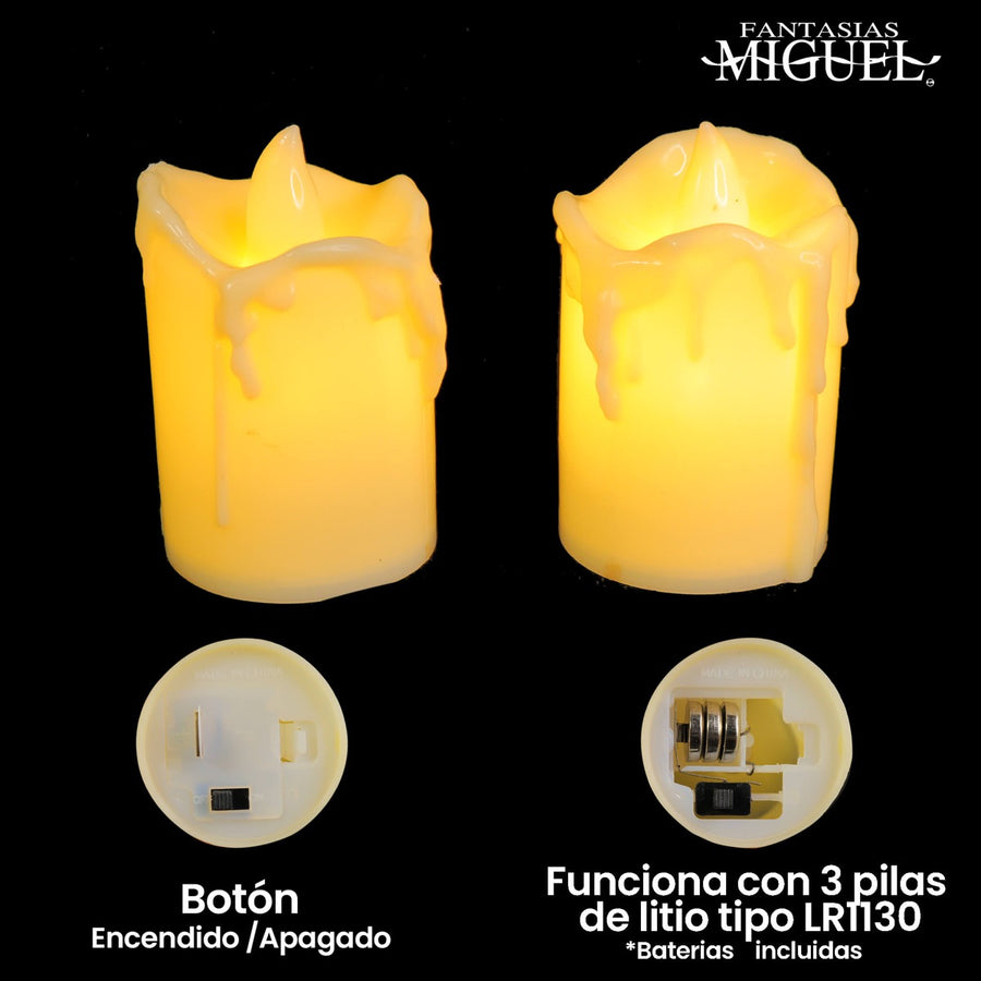 Art.4599 Vela Led (Incluye 3 baterias reemplazables) 5.7x3.5x3.5cm 2pz