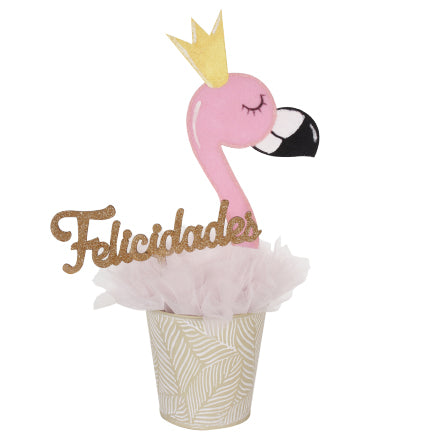 Centro De Mesa Flamingo Rosa Oro