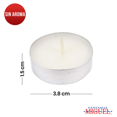 Fantasías Miguel Art.1038 Caja Vela Tea-Light Sin Aroma 38x12mm 50pz