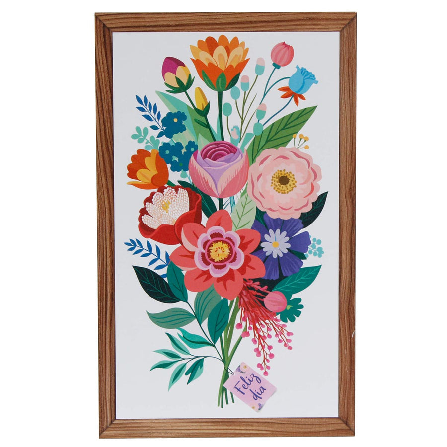 Art.12127 Cuadro Flores Feliz Día 30x18cm 1pz