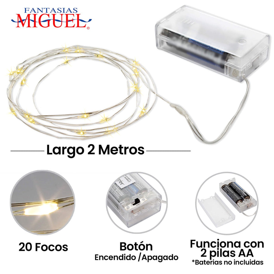 Art.1663 Serie Con 20 Leds Color Blanco 2m 1pz