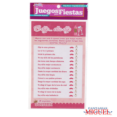 Fantasías Miguel Art.2180 Juego Despedida El Dijo Ella Dijo 21.5x13cm 10pz