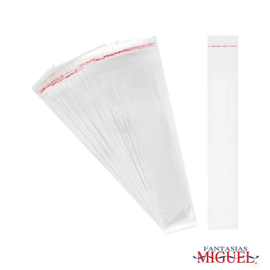 Art.2514 Bolsa Celofán con Sello Adhesivo 21x4+2.5cm 100pz