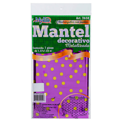 Fantasías Miguel Art.2658 Mantel Metalizado Con Puntos 1.37x1.83cm 1pz