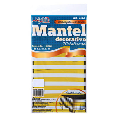 Fantasías Miguel Art.2661 Mantel Metalizado Con Rayas 1.37x1.83cm 1pz