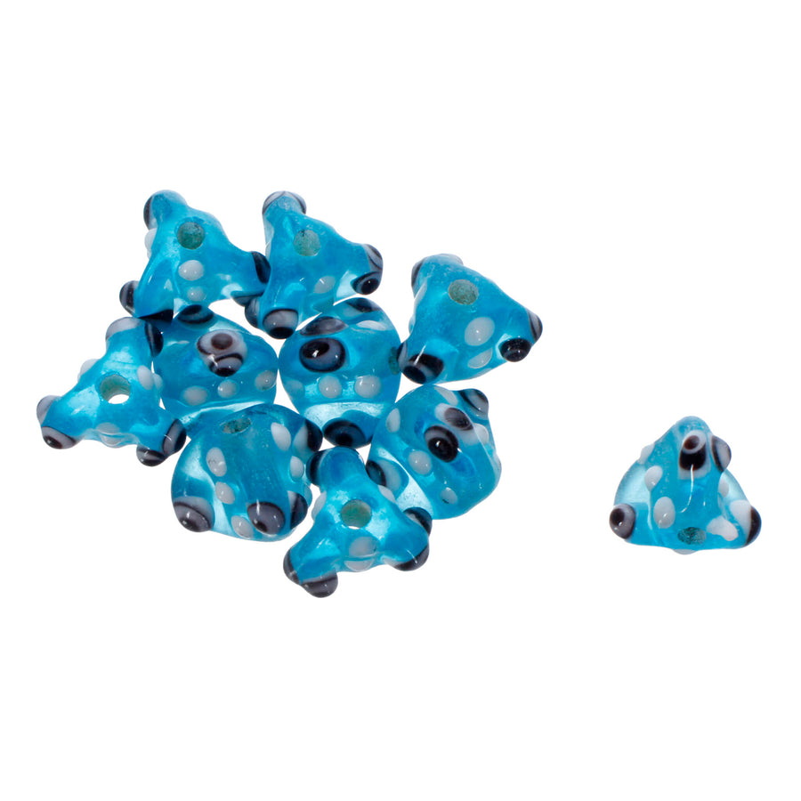 Art.2703 Cuenta Cristal Triangular Tipo Murano Con Ojito 6mm 10pz