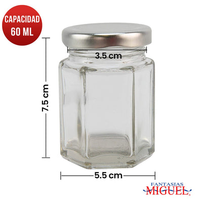 Fantasías Miguel Art.3760 Frasco Cristal Con Tapa aprox 60ml 7.5x5.5cm 1pz