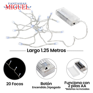 Fantasías Miguel Art.5290 Serie Leds 20 Focos De Batería 1.25m 1pz