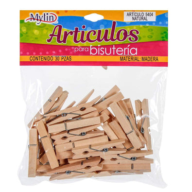 Fantasías Miguel Art.5404 Pinzas De Madera Natural 4.5cm 30pz