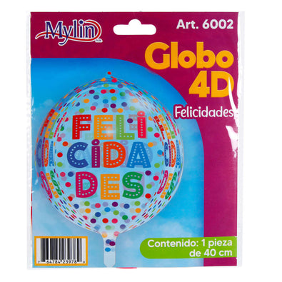 Fantasías Miguel Art.6002 Globo 4D Felicidades 40cm 1pz