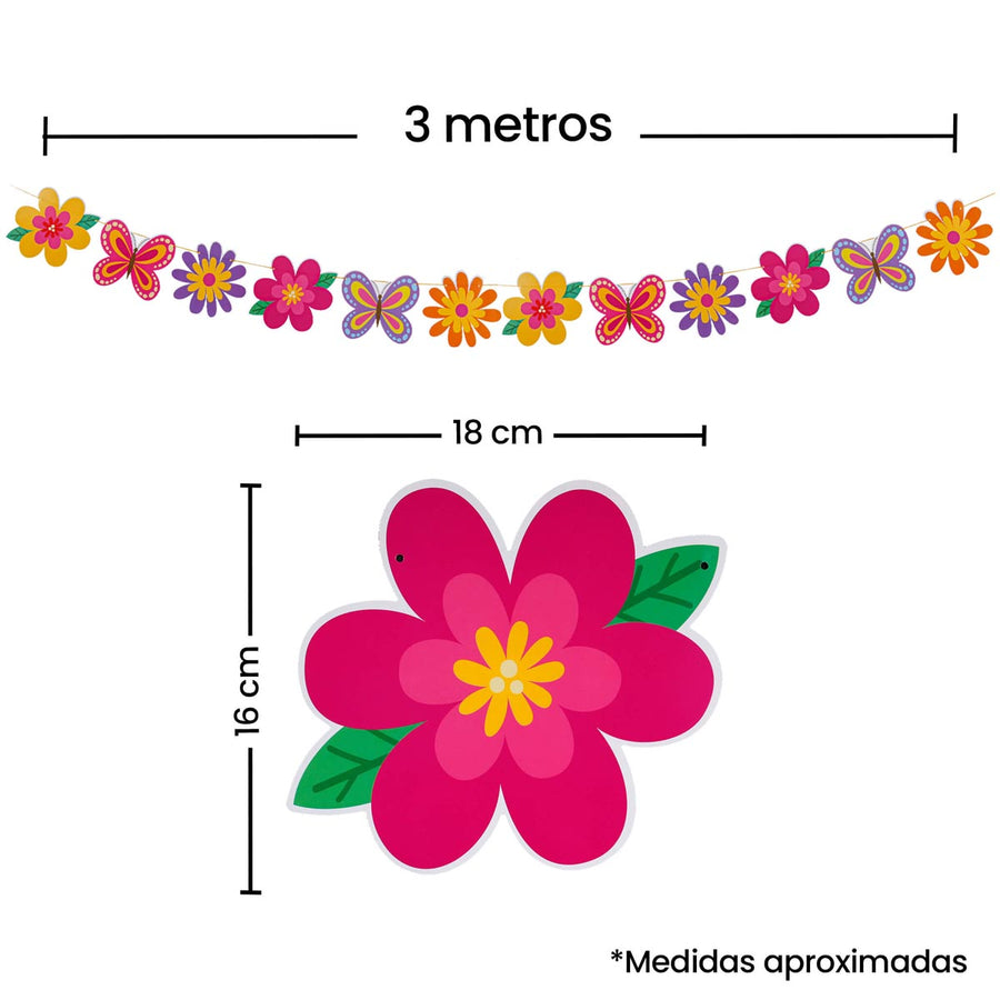 Art.6296 Banderín De Mariposas/Flores x12 16x18cm 3m