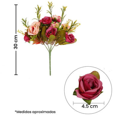 Fantasías Miguel Art.6322 Planta Con Rosas Fina x5 30cm 1pz