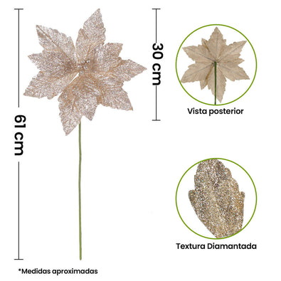 Fantasías Miguel Art.9848 Flor De Nochebuena Diamantada 61cm 1pz