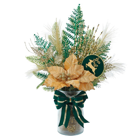 Arreglo Floral Navideño Verde-Oro