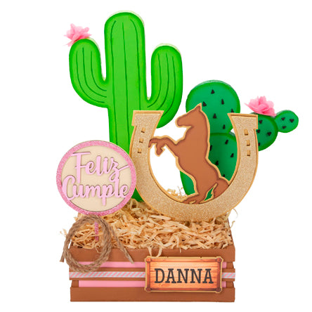 Centro De Mesa Feliz Cumple Vaquera