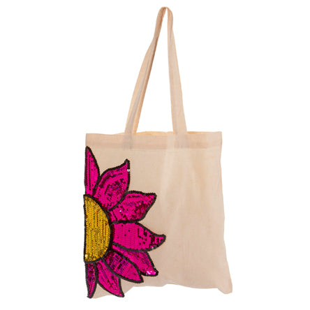 Bolsa De Tela Con Flor De Lentejuela