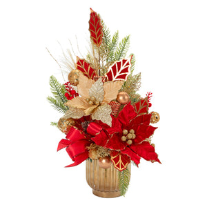 Arreglo Navideño Con Esferas Oro Rojo