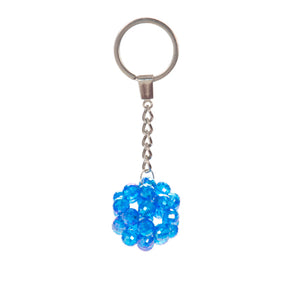 Llavero Con Esfera De Cuentas Azul