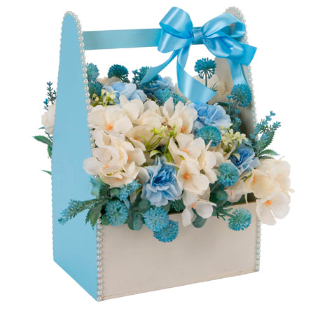 Arreglo Floral Azul-Marfil