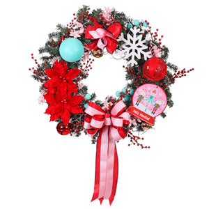 Corona Navideña Feliz Navidad Rojo-Rosa