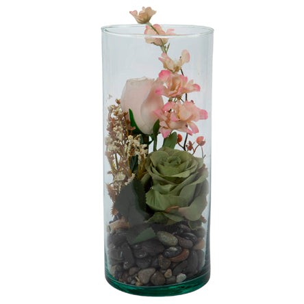 Base Pequeña De Cristal Con Rosa