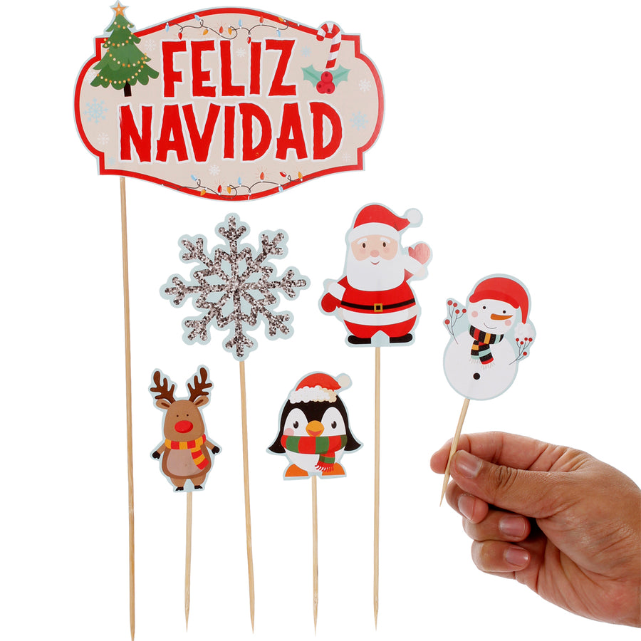 Art.10988 Adorno Pick Feliz Navidad  6pz