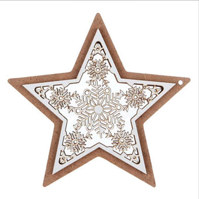 Fantasías Miguel Art.5391 Adorno Estrella Madera / Blanco 12cm 1pz