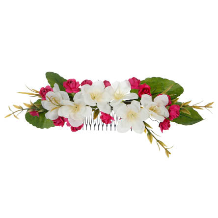 Tocado De Magnolias Con Rosas Fiusha