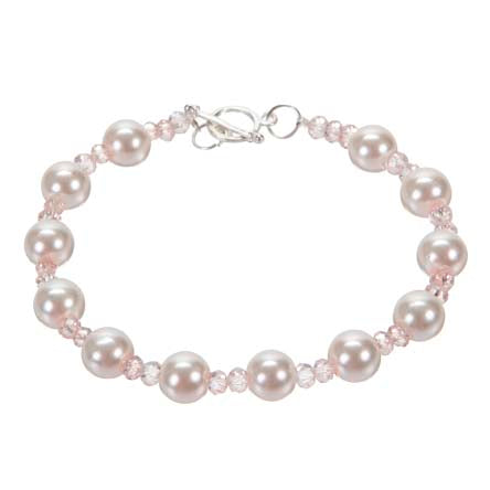Pulsera De Perlas Y Rondeles Rosas