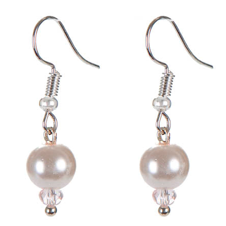 Aretes De Perla Y Rondel Rosas
