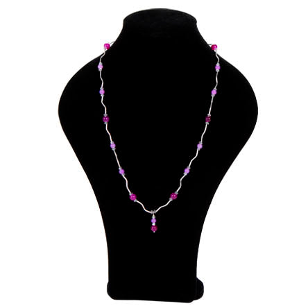 Collar Largo Ondulado De Cuentas Moradas