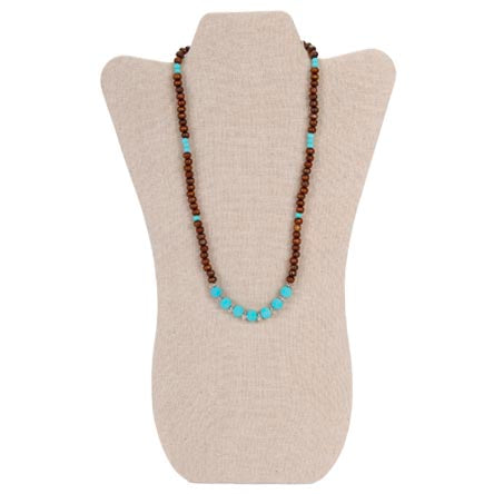 Collar De Cuentas De Madera Y Cuentas Azules