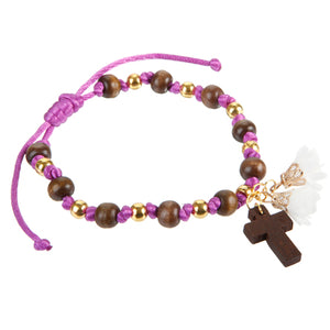 Decenario Pulsera Tejida Con Cuentas De Madera