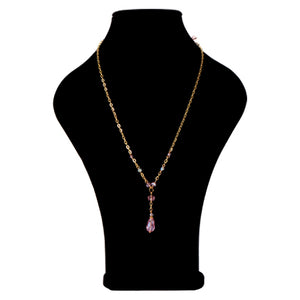 Collar De Cadena Con Gota De Cristal Rosa