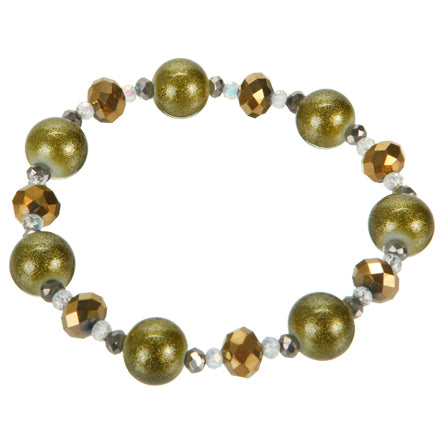 Pulsera Con Perla Destellos Y Rondel Oro