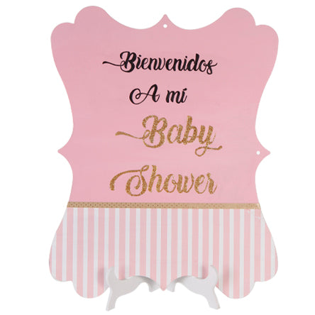 Pizarrón Bienvenida Osita Rosa Oro