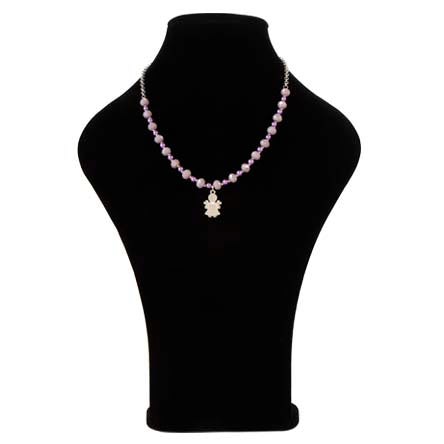 Collar De Cadena Con Rondeles Lavanda Y Dije De Ángel