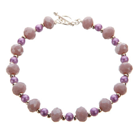 Pulsera Con Rondeles Y Perlas Lavanda