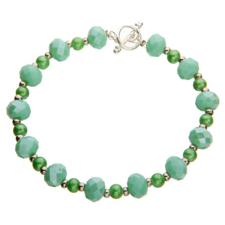 Pulsera Con Rondeles Y Perlas Verde-Menta