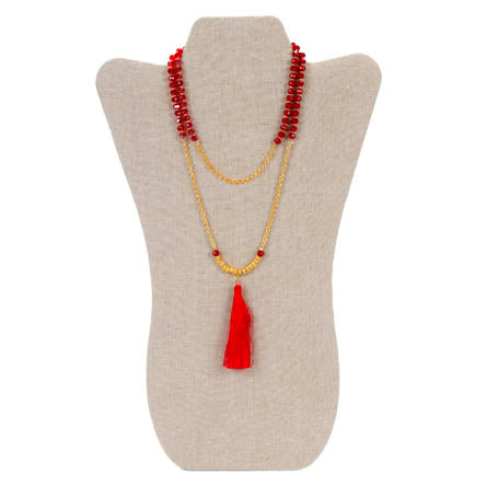 Collar De Cadena Con Rondeles Y Borlas