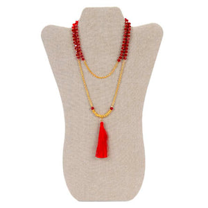 Collar De Cadena Con Rondeles Y Borlas