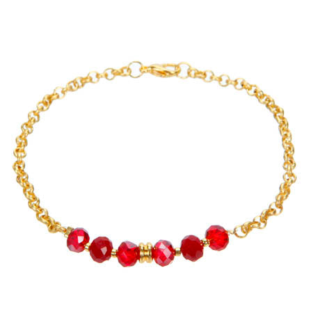 Pulsera De Cadena Con Rondeles Rojos