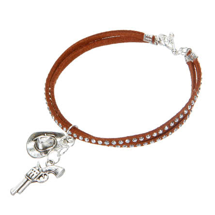 Pulsera De Cordón Gamusa Con Dijes Vaquero
